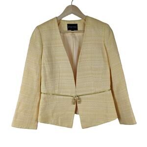 Etcetera Womens Jacket 4 Light Yellow Tweed Classic Chic Career Work Peplum Coat